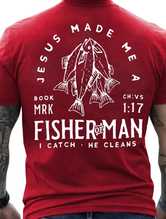 OUKU Men's Graphic Fish T Shirt Tee Cotton Short Sleeve Graphic Shirt Black Red Dark Gray Comfortable Tee Vacation Daily Wear Fashion Designer Clothing