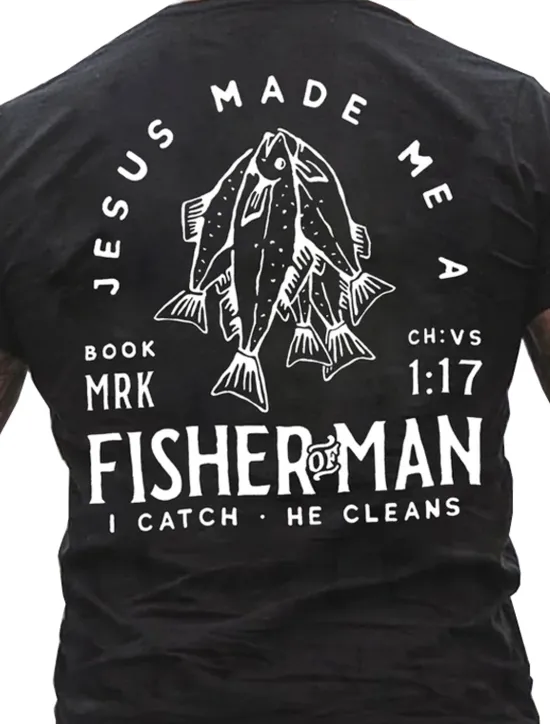 OUKU Men's Graphic Fish T Shirt Tee Cotton Short Sleeve Graphic Shirt Black Red Dark Gray Comfortable Tee Vacation Daily Wear Fashion Designer Clothing