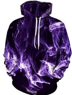 Best OUKU Men's Graphic Flame Hoodie Hoodies Sweatshirt Basic Casual Long Sleeve Hooded Daily Going out Yellow Red Spring & Summer Designer