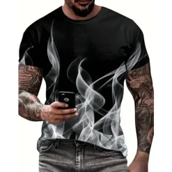 Sale OUKU Men's Graphic Flame T Shirt Short Sleeve T shirt 3D Print Crew Neck Shirt Vintage Fashion Designer Outdoor Daily Sports Yellow Blue Red Spring & Summer Clothing Apparel S M L XL 2XL 3XL