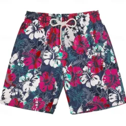 Best OUKU Men's Graphic Flower / Floral Swimming Trunks Board Shorts Swim Shorts Mid Waist Streetwear Hawaiian Boho Casual Daily Holiday Drawstring with Mesh lining Elastic Waist Designer Clothing Apparel