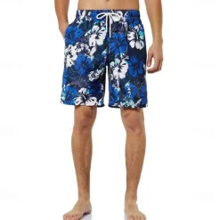 Best OUKU Men's Graphic Flower / Floral Swimming Trunks Board Shorts Swim Shorts Mid Waist Streetwear Hawaiian Boho Casual Daily Holiday Drawstring with Mesh lining Elastic Waist Designer Clothing Apparel