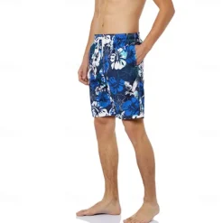 Best OUKU Men's Graphic Flower / Floral Swimming Trunks Board Shorts Swim Shorts Mid Waist Streetwear Hawaiian Boho Casual Daily Holiday Drawstring with Mesh lining Elastic Waist Designer Clothing Apparel