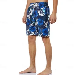 Best OUKU Men's Graphic Flower / Floral Swimming Trunks Board Shorts Swim Shorts Mid Waist Streetwear Hawaiian Boho Casual Daily Holiday Drawstring with Mesh lining Elastic Waist Designer Clothing Apparel
