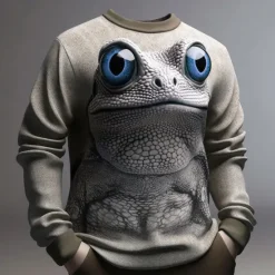 Online OUKU Men's Graphic Frog Sweatshirts Golf Pullover Sweatshirt Long Sleeve Sweatshirt Crew Neck Fashion Daily Casual 3D Print Vacation Holiday Going out Print Spring & Fall