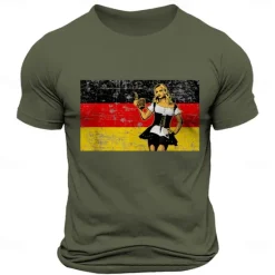 Sale OUKU Men's Graphic Funny Beer T Shirt Tee Top Cotton Short Sleeve Graphic Shirt Black White Army Green Comfortable Tee Street Sports Outdoor Fashion Designer Clothing