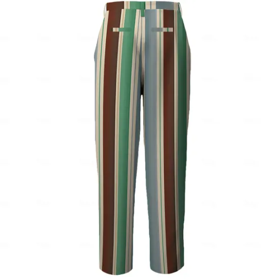 Hot OUKU Men's Graphic Geometric Dress Pants Mid Waist Vintage Casual Formal Dailywear Pocket Summer Spring Fall Green