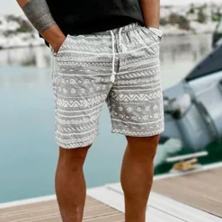 Clearance OUKU Men's Graphic Geometric Pattern Shorts Summer Shorts Beach Shorts Mid Waist Streetwear Hawaiian Designer Casual Daily Holiday Elastic Waist 3D Print Drawstring Designer Clothing Apparel