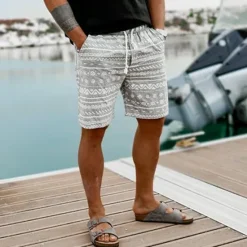 Clearance OUKU Men's Graphic Geometric Pattern Shorts Summer Shorts Beach Shorts Mid Waist Streetwear Hawaiian Designer Casual Daily Holiday Elastic Waist 3D Print Drawstring Designer Clothing Apparel