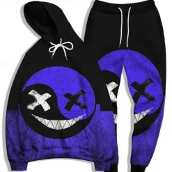 OUKU Men's Graphic Grimace 2pcs 3D Sweatshirt Sets Tracksuit Hoodies Long Sleeve Long pants Hooded Streetwear Basic Casual Sports & Outdoor Casual Sports Print Spring Fall Light Yellow Yellow / Black