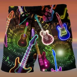 Online OUKU Men's Graphic Guitar Musical Instrument Swim Trunks Swim Shorts Board Shorts Mid Waist Hawaiian Designer Boho Casual Daily Holiday Drawstring with Mesh lining Elastic Waist Designer Clothing Apparel