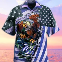 Hot OUKU Men's Graphic Hawaiian Aloha Shirt Summer Shirt Summer Hawaiian Shirt Short Sleeve Shirt Turndown Fashion Designer Casual Outdoor Street Casual Sea Blue Blue Dark Green Print S M L
