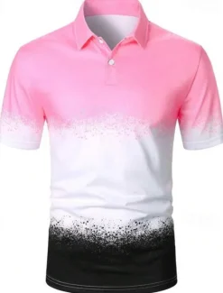 Best OUKU Men's Graphic Hawaiian Polo Shirts Golf Shirt Short Sleeve Polo Shirts Collared Shirts Casual Beach Wear Vacation Wear Tropical Wear Party Outfits Buttons 3D Print Yellow Pink Red