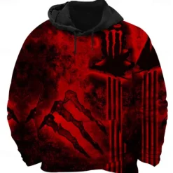 Sale OUKU Men's Graphic Hoodie Hoodies Sweatshirt Cool Long Sleeve Hooded Red Purple Fall Winter Designer