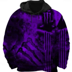 Sale OUKU Men's Graphic Hoodie Hoodies Sweatshirt Cool Long Sleeve Hooded Red Purple Fall Winter Designer