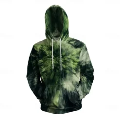 Hot OUKU Men's Graphic Hoodie Hoodies Sweatshirt Vacation Daily Long Sleeve Hooded Vacation Sports Outdoor Going out Printing Winter Spring & Fall Designer Green
