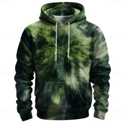 Hot OUKU Men's Graphic Hoodie Hoodies Sweatshirt Vacation Daily Long Sleeve Hooded Vacation Sports Outdoor Going out Printing Winter Spring & Fall Designer Green