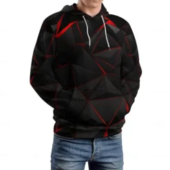 Hot OUKU Men's Graphic Hoodie Hoodies Sweatshirt Fashion Daily Long Sleeve Hooded Vacation Streetwear 3D Print Printing Fleece Winter Spring & Fall Designer Black