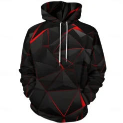 Hot OUKU Men's Graphic Hoodie Hoodies Sweatshirt Fashion Daily Long Sleeve Hooded Vacation Streetwear 3D Print Printing Fleece Winter Spring & Fall Designer Black