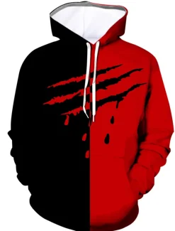 Sale OUKU Men's Graphic Hoodie Hoodies Sweatshirt Casual Long Sleeve Hooded Daily Going out Black Red Designer