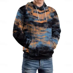 Hot OUKU Men's Graphic Hoodie Hoodies Sweatshirt Vacation Daily Long Sleeve Hooded Vacation Sports Outdoor Going out Printing Winter Spring & Fall Designer Rainbow
