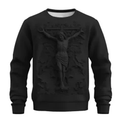 Discount OUKU Men's Graphic Jesus Faith Sweatshirts Golf Pullover Sweatshirt Long Sleeve Sweatshirt Crew Neck Fashion Daily Casual 3D Print Vacation Holiday Going out Print Spring & Fall