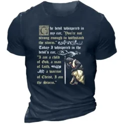 Clearance OUKU Men's Graphic Knights Templar Letter T Shirt Tee Casual Style Classic Style Short Sleeve T shirt 3D Print Crew Neck Shirt Vintage Outdoor Casual Daily Black Navy Blue Army Green Spring & Summer