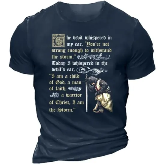Clearance OUKU Men's Graphic Knights Templar Letter T Shirt Tee Casual Style Classic Style Short Sleeve T shirt 3D Print Crew Neck Shirt Vintage Outdoor Casual Daily Black Navy Blue Army Green Spring & Summer