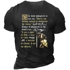 Clearance OUKU Men's Graphic Knights Templar Letter T Shirt Tee Casual Style Classic Style Short Sleeve T shirt 3D Print Crew Neck Shirt Vintage Outdoor Casual Daily Black Navy Blue Army Green Spring & Summer