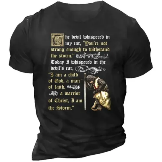 Clearance OUKU Men's Graphic Knights Templar Letter T Shirt Tee Casual Style Classic Style Short Sleeve T shirt 3D Print Crew Neck Shirt Vintage Outdoor Casual Daily Black Navy Blue Army Green Spring & Summer