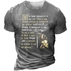 Clearance OUKU Men's Graphic Knights Templar Letter T Shirt Tee Casual Style Classic Style Short Sleeve T shirt 3D Print Crew Neck Shirt Vintage Outdoor Casual Daily Black Navy Blue Army Green Spring & Summer