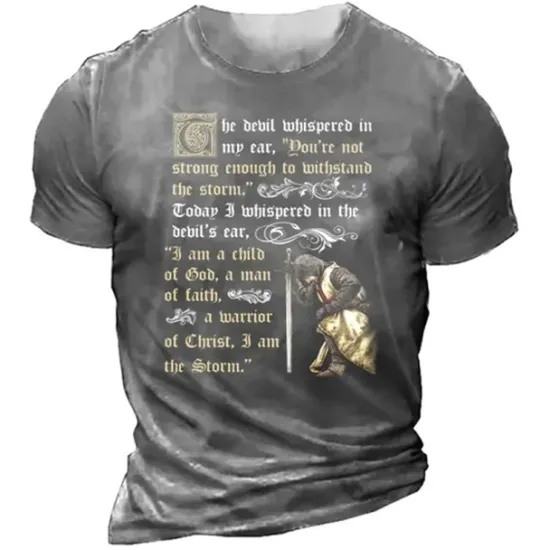 Clearance OUKU Men's Graphic Knights Templar Letter T Shirt Tee Casual Style Classic Style Short Sleeve T shirt 3D Print Crew Neck Shirt Vintage Outdoor Casual Daily Black Navy Blue Army Green Spring & Summer