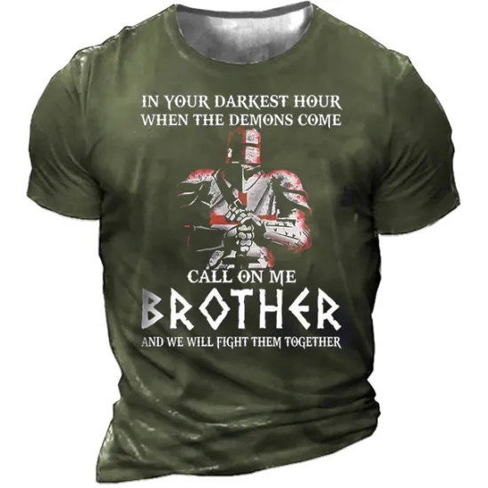 New OUKU Men's Graphic Knights Templar Letter Human T Shirt Casual Style Cotton Short Sleeve Graphic Shirt Black Blue Green Comfortable Tee Outdoor Street Fashion Designer Clothing
