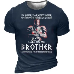 New OUKU Men's Graphic Knights Templar Letter Human T Shirt Casual Style Cotton Short Sleeve Graphic Shirt Black Blue Green Comfortable Tee Outdoor Street Fashion Designer Clothing