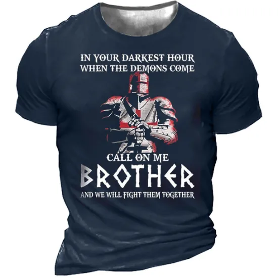New OUKU Men's Graphic Knights Templar Letter Human T Shirt Casual Style Cotton Short Sleeve Graphic Shirt Black Blue Green Comfortable Tee Outdoor Street Fashion Designer Clothing