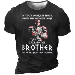 New OUKU Men's Graphic Knights Templar Letter Human T Shirt Casual Style Cotton Short Sleeve Graphic Shirt Black Blue Green Comfortable Tee Outdoor Street Fashion Designer Clothing