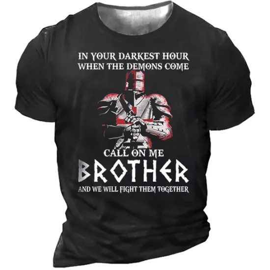 New OUKU Men's Graphic Knights Templar Letter Human T Shirt Casual Style Cotton Short Sleeve Graphic Shirt Black Blue Green Comfortable Tee Outdoor Street Fashion Designer Clothing