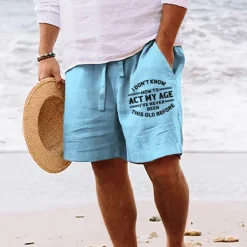 Outlet OUKU Men's Graphic Letter Act My Age Shorts Summer Shorts Beach Shorts Mid Waist Streetwear Hawaiian Designer Casual Daily Holiday Drawstring Elastic Waist 3D Print Designer Clothing Apparel