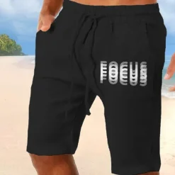 Clearance OUKU Men's Graphic Letter Focus Optical Illusion Trippy Shorts Summer Shorts Beach Shorts Mid Waist Streetwear Hawaiian Designer Casual Daily Holiday Drawstring Elastic Waist 3D Print Designer Clothing