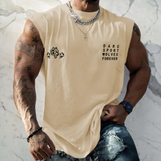 Clearance OUKU Men's Graphic Letter Gym Tank Top Vest Top Undershirt Casual Style Classic Style Sleeveless T shirt Hot Stamping Crew Neck Shirt Sports Lightweight Big and Tall Vacation Casual Daily Black White Navy