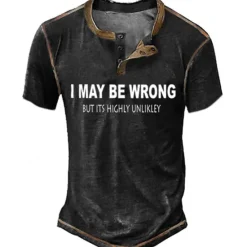 Sale OUKU Men's Graphic Letter Henley Shirt Tee Vintage Shirt Short Sleeve 3D Print Fashion Designer Comfortable Outdoor Casual Daily Spring & Fall Black Green Dark Blue Coffee Henley Henley T-Shirt
