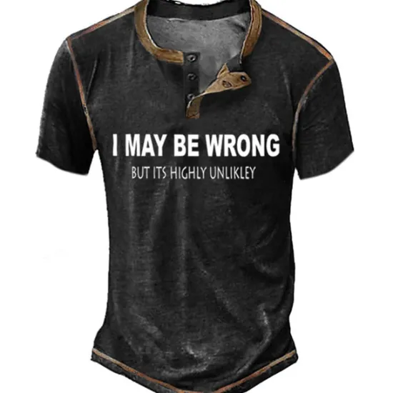 Sale OUKU Men's Graphic Letter Henley Shirt Tee Vintage Shirt Short Sleeve 3D Print Fashion Designer Comfortable Outdoor Casual Daily Spring & Fall Black Green Dark Blue Coffee Henley Henley T-Shirt