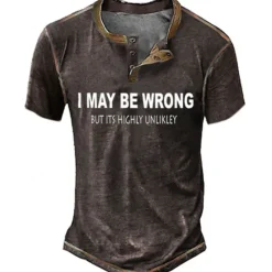 Sale OUKU Men's Graphic Letter Henley Shirt Tee Vintage Shirt Short Sleeve 3D Print Fashion Designer Comfortable Outdoor Casual Daily Spring & Fall Black Green Dark Blue Coffee Henley Henley T-Shirt