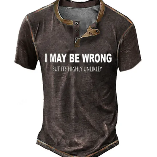 Sale OUKU Men's Graphic Letter Henley Shirt Tee Vintage Shirt Short Sleeve 3D Print Fashion Designer Comfortable Outdoor Casual Daily Spring & Fall Black Green Dark Blue Coffee Henley Henley T-Shirt
