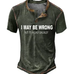 Sale OUKU Men's Graphic Letter Henley Shirt Tee Vintage Shirt Short Sleeve 3D Print Fashion Designer Comfortable Outdoor Casual Daily Spring & Fall Black Green Dark Blue Coffee Henley Henley T-Shirt