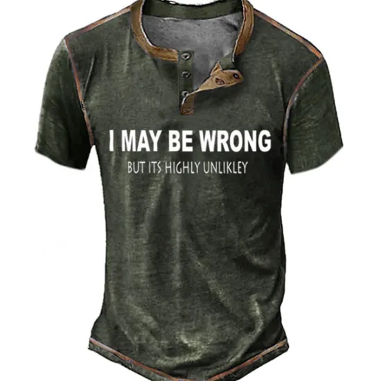 Sale OUKU Men's Graphic Letter Henley Shirt Tee Vintage Shirt Short Sleeve 3D Print Fashion Designer Comfortable Outdoor Casual Daily Spring & Fall Black Green Dark Blue Coffee Henley Henley T-Shirt