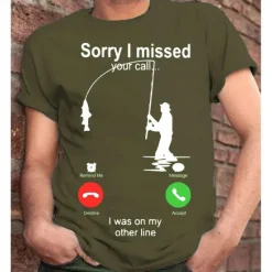 New OUKU Men's Graphic Letter I'm Sorry I Missed Your Call, I Was On My Other Line T Shirt Casual Style 100% Cotton Short Sleeve Graphic Shirt Wine Heather Gray Black Comfortable Tee Vacation Casual Fashion