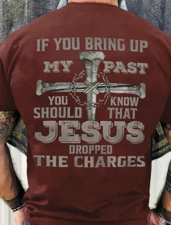 Outlet OUKU Men's Graphic Letter Jesus T Shirt Tee 100% Cotton Short Sleeve Graphic Shirt Wine Black White Comfortable Tee Vacation Daily Wear Fashion Designer Clothing