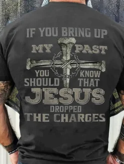 Outlet OUKU Men's Graphic Letter Jesus T Shirt Tee 100% Cotton Short Sleeve Graphic Shirt Wine Black White Comfortable Tee Vacation Daily Wear Fashion Designer Clothing