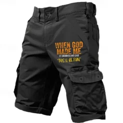 New OUKU Men's Graphic Letter Printed Funny Cargo Shorts Work Shorts Mid Waist Classic Casual Outdoor Camping & Hiking Multiple Pockets Designer Clothing Apparel